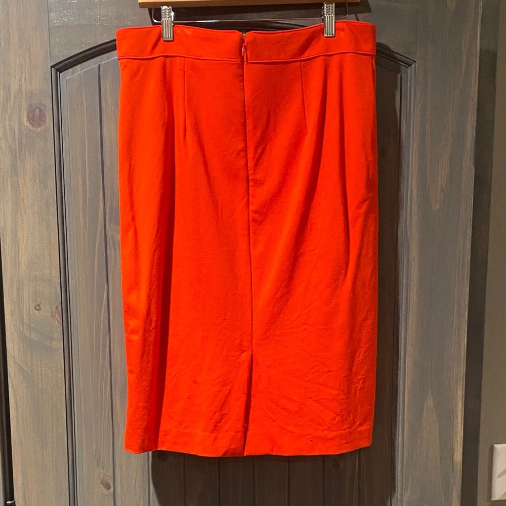 Ann Taylor Bright Orange Double-Button Pencil Skirt - Picture 3 of 8
